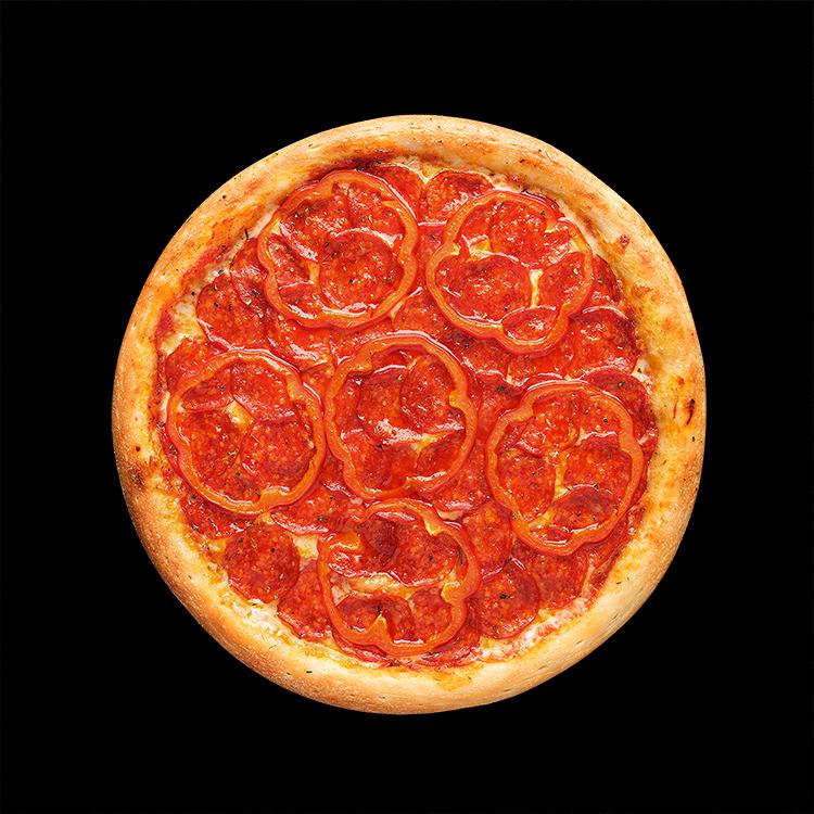 Пицца &quot;Пепперони&quot; (пепперони, перец болгарский, помидоры, соус красный, моцарелла) 550 гр.